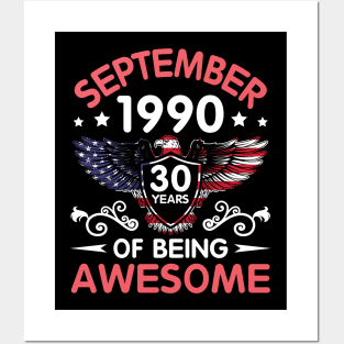 USA Eagle Was Born September 1990 Birthday 30 Years Of Being Awesome Posters and Art